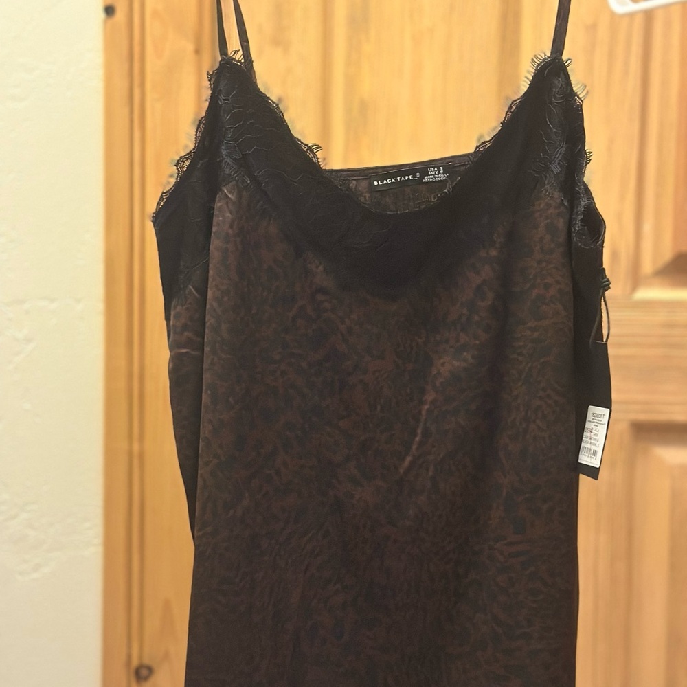 Black Tape Brown Lace Trim Cami